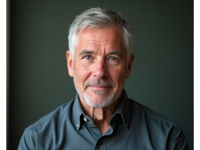 Portrait of David, a contemplative senior man.