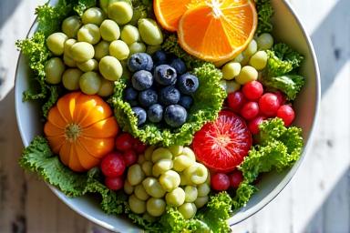 A vibrant bowl of fresh fruits and vegetables, representing healthy nutrition choices.